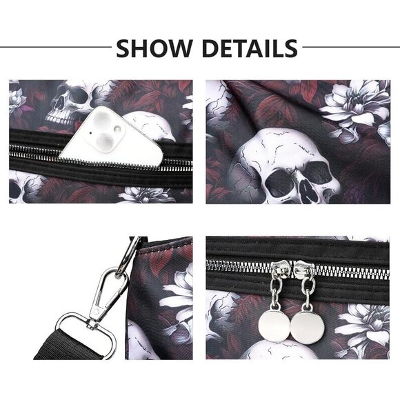 Women Gothic Skull Shoulder Bag Y2K Backpack Street Hippie Style Wallet Red